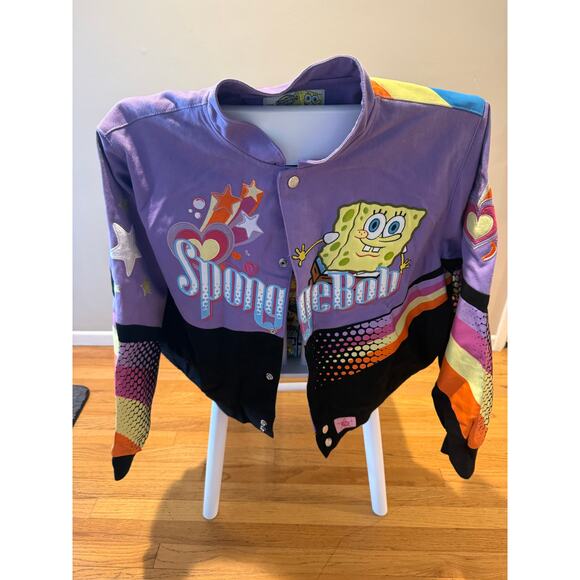 Spongebob racing moto jacket purple jh design girls size 2XL rainbow JH Design - Picture 1 of 4